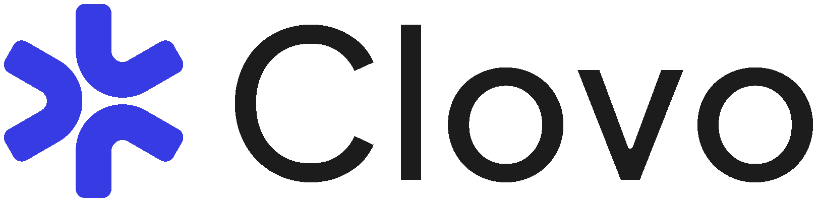a large blue clovo logo with text that links to the home page